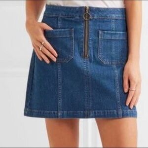 Madewell denim mini skirt size 25 front zipper blue jean skirt